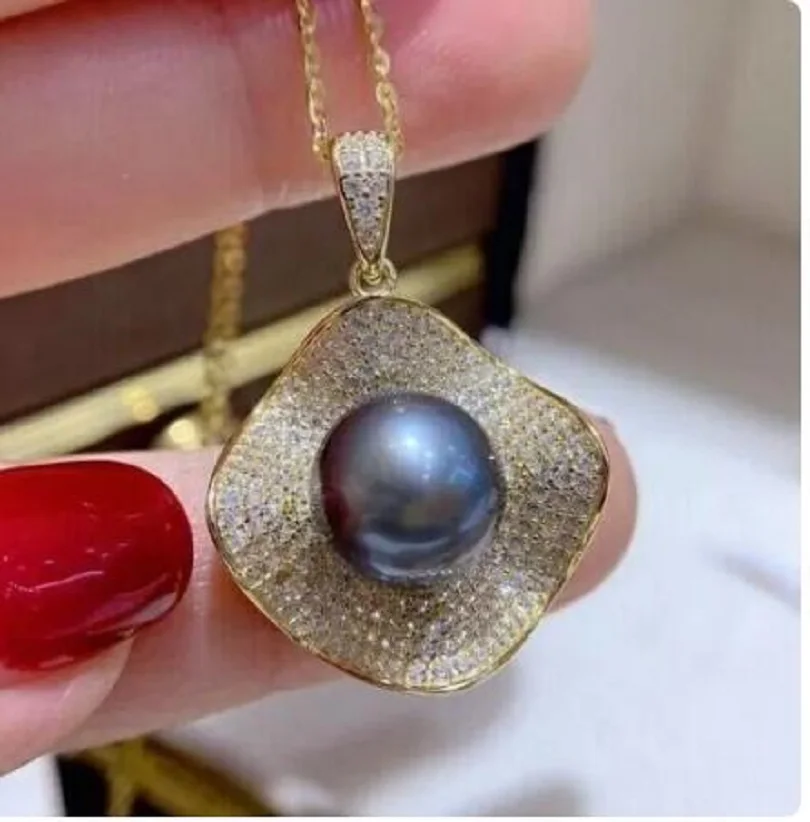 «Великолепное ожерелье AAAA ++++ 10-11 мм из Натуральной Черной Кожи Южной моря»