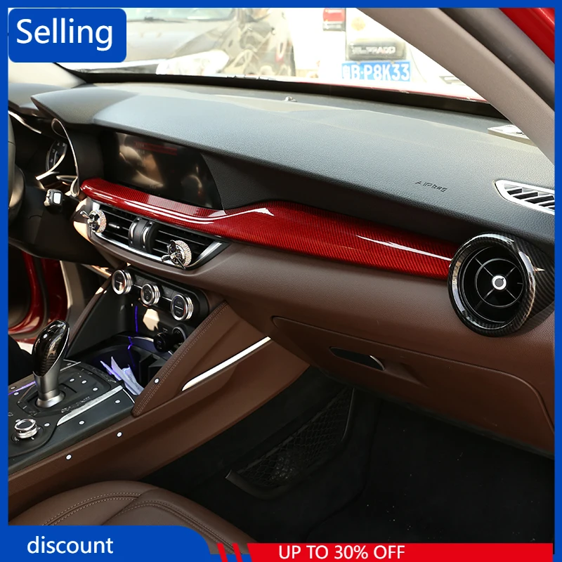

Red Real Carbon Fiber For Alfa Romeo Stelvio 2017 2018 2019 Car Dashboard Decoration Panel Trim Accessories Left Hand Drive dd