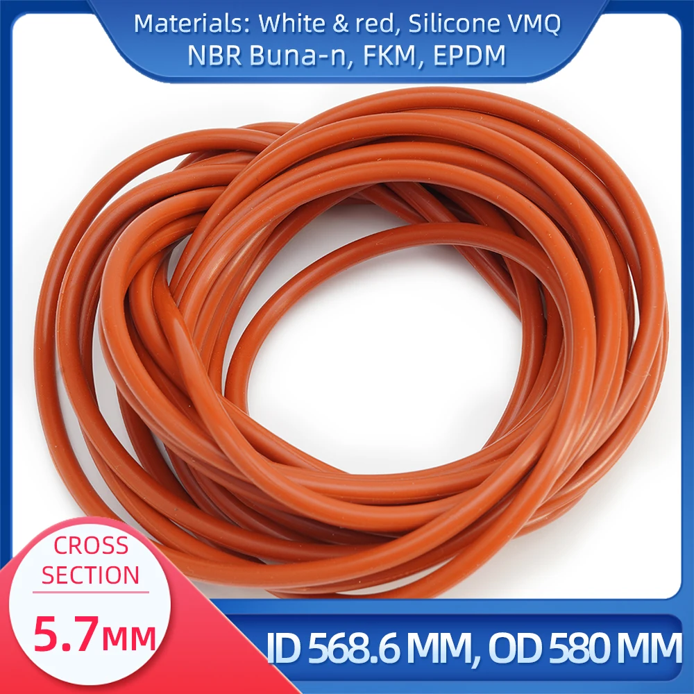 

O Ring CS 5.7 mm ID 568.6 mm OD 580 mm Material With Silicone VMQ NBR FKM EPDM ORing Seal Gask
