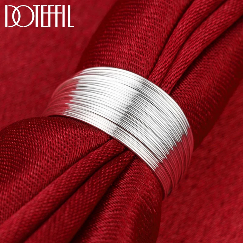 

DOTEFFIL 925 Sterling Silver Multi-Line Open Ring For Women Man Wedding Engagement Party Fashion Charm Jewelry