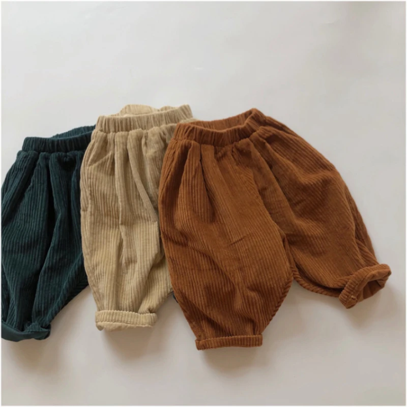 

2-6T Corduroy Child trousers Boy Girl Cacusal Thickened Pants korean Autumn winter clothes for Kids