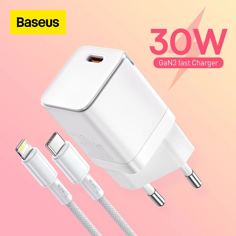 

Baseus GaN3 Phone Charger PD 30W Quick Charge USB C Charger Support PD3.0 QC3.0 Fast Charging For iPhone 13 12 X Pro Max Tablets