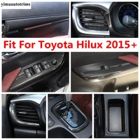 car carbon fiber accessories for toyota hilux 2015 2021 central control gear shift water cup holder panel door strip cover trim