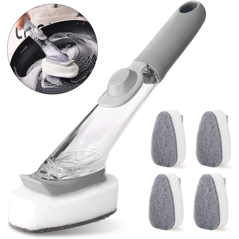 

Soap Control Dishes Wand Scrub Brush 1 Dishes Flexibilwands And 3 Replacement Sponges Heads Kitchen Cleaning Sponges Lad