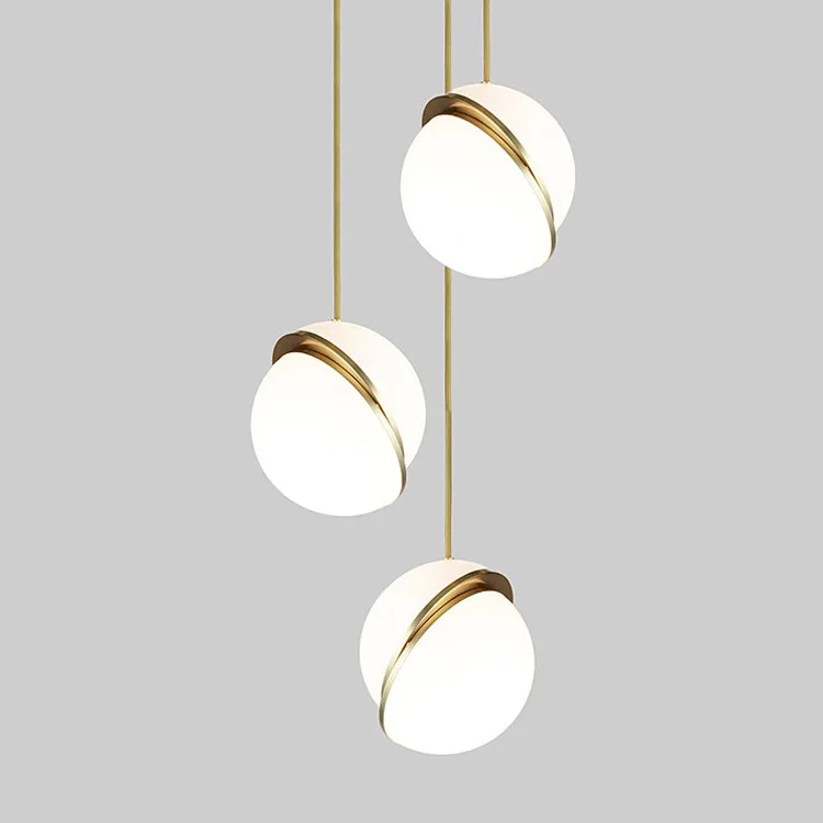 Northern White Acrylic Dislocation Hemisphere Ball Shape with Golden Iron Junction LED E27 Cord Hanging Light Pendant Lights