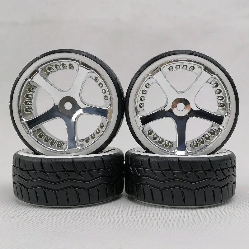 

4pcs 3/9mm Offset 1/10 Scale Plastic Wheel Rim with Hard Plastic Tires Tyre with Soft Insert RC Car Drift On Road Touring Hobby