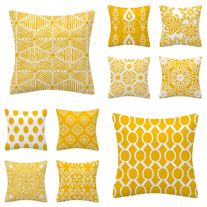 

Brand New Nordic Geometry Yellow Cushion Cases Modern Fashion Abstract Art Pillows Case Sofa Car Couch Decorative Throw Pillows