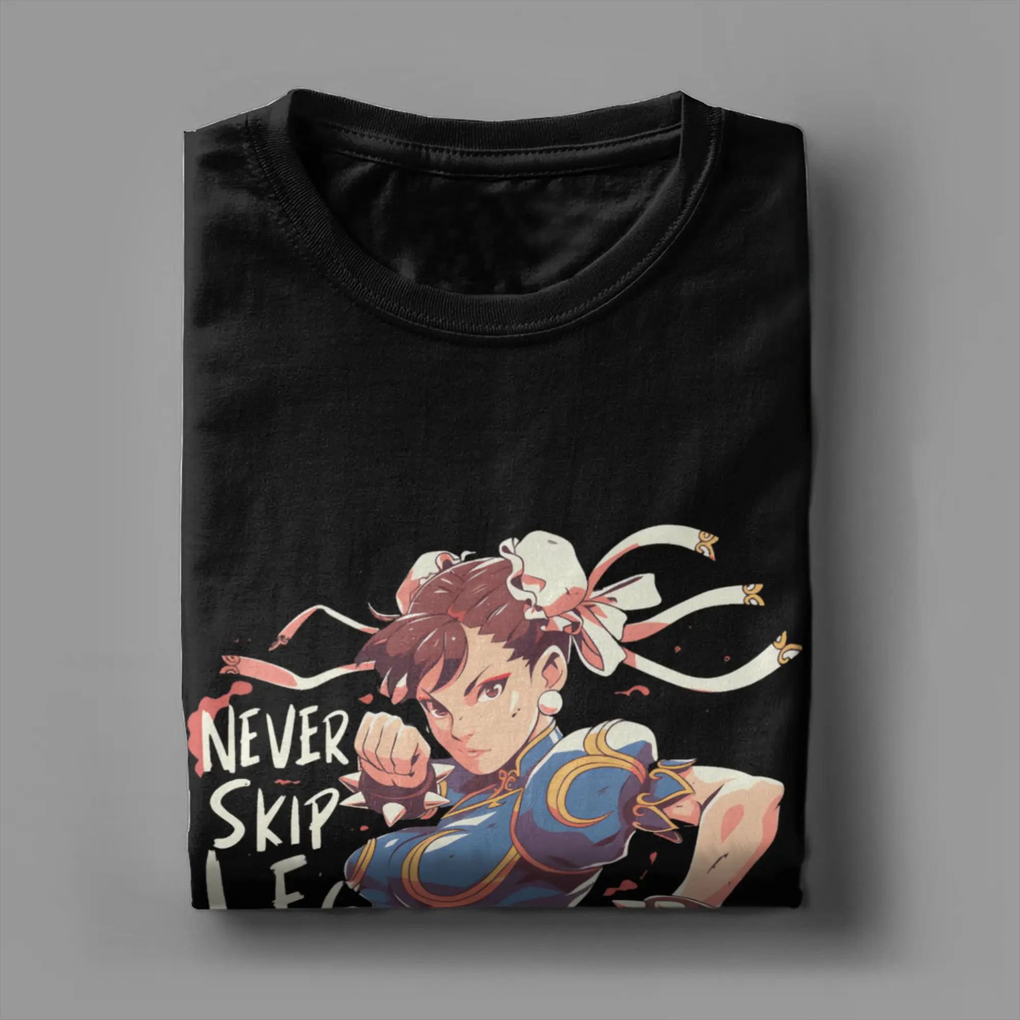Фото Футболка Chun Li для мужчин, модная мужская футболка из чистого хлопка, футболка с круглым воротником, футболка с короткими рукавами, топы больших размеров №4