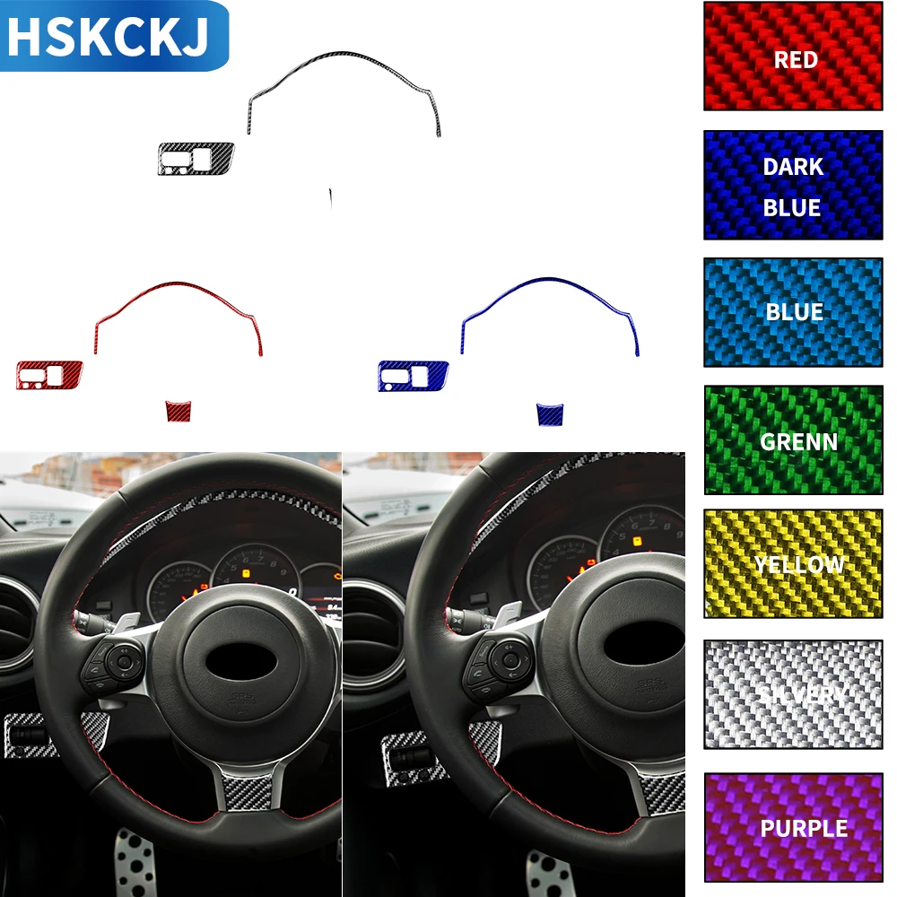

Для Toyota 86 Subaru BRZ 2017-2019, разноцветные наклейки из углеродного волокна, комплект переключателей на рулевое колесо, аксессуары для салона автом...