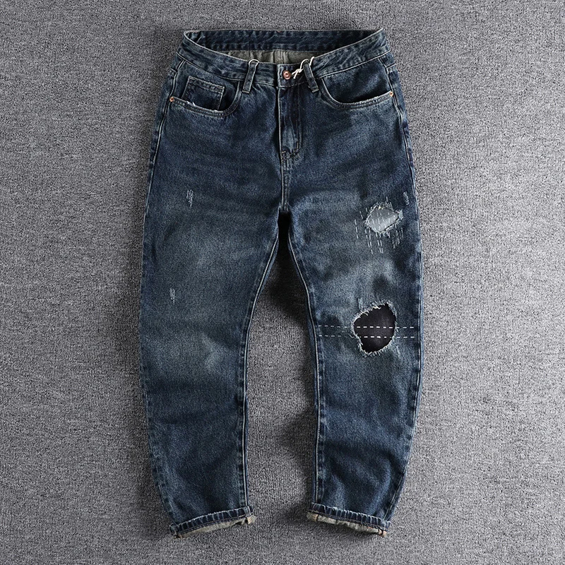 

cloth 2023 Autumn jeans paste men's lining printing technology trend youth loose small straight pants cool trouser 352