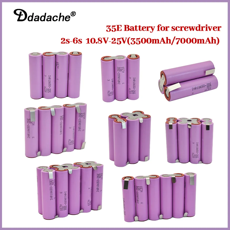 

2023 20A 18650 35E 3500mAh 7000mAh 3S 4S 5S 6S 8S 7.4V 12.6V 14.8V 18V 25.2V 29.6V for screwdriver battery welding battery pack
