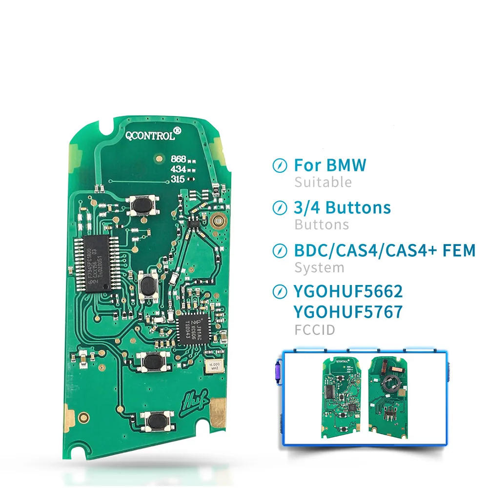 

Дистанционный смарт-ключ KEYYOU 315/433/868 МГц BDC/CAS4/CAS4 + для BMW 5 7 F Series X5 X6 F20 F21 YGOHUF5662/YGOHUF5767