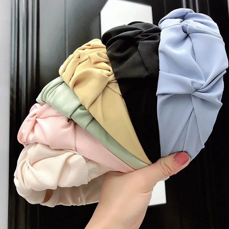 

Irregular Wrinkled Headband Solid Color Wide-brim Knotted Hair Hoop Fashion Women Hair Accessories Pleated Head Hoop Casual