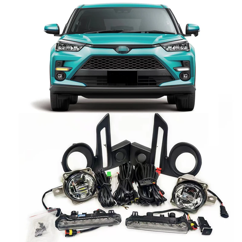 

1 Set For Toyota Raize 2020 2021 LED Daytime Running Light Fog Lights DRL Driving Fog Lamp turn signal With Wire Switch