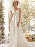 chiffon lace v neck hy084 floor length 2022 backless a line simple wedding dress elegant appliques gowns vestidos de novia