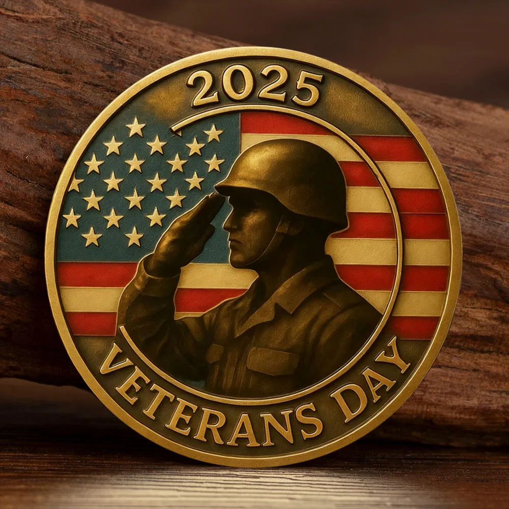 Позолоченная памятная монета День ветеранов 2025 года