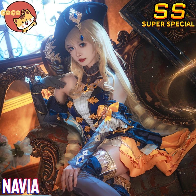 Костюм для косплея Navia парик из игры Genshin Impact Фонтейн
