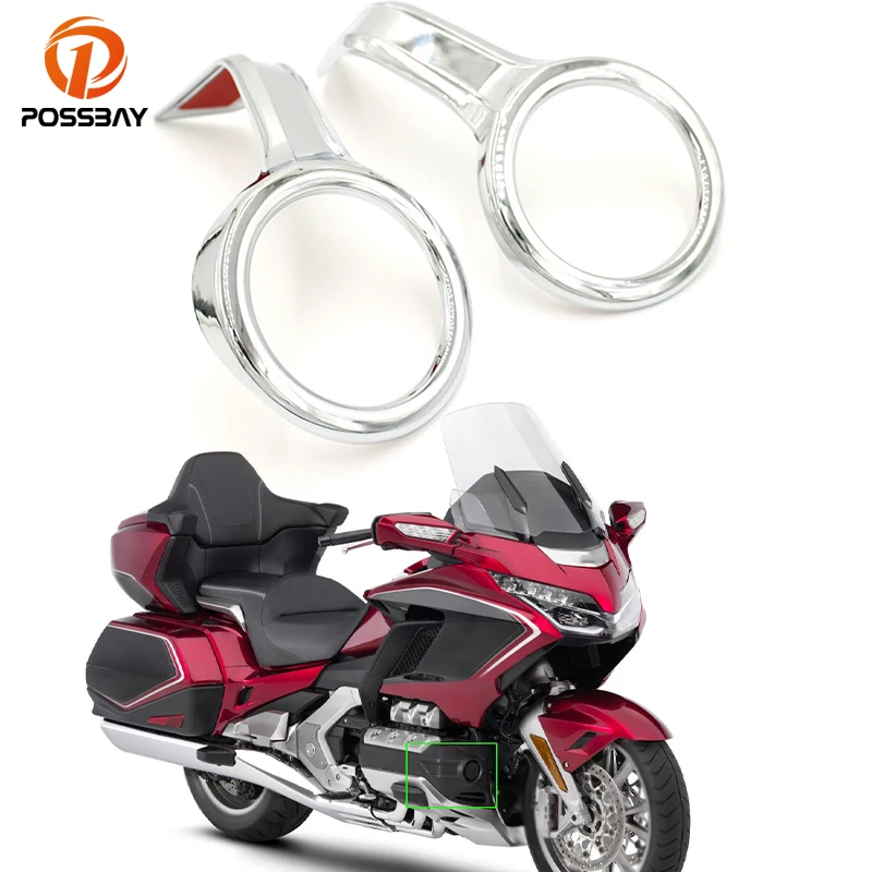

2 Pcs Chrome Fog Light Trim Rings Case Decorative Cover Motorcycle Accessories for Honda Goldwing GL1800 F6B 2018 2019 2020 2021