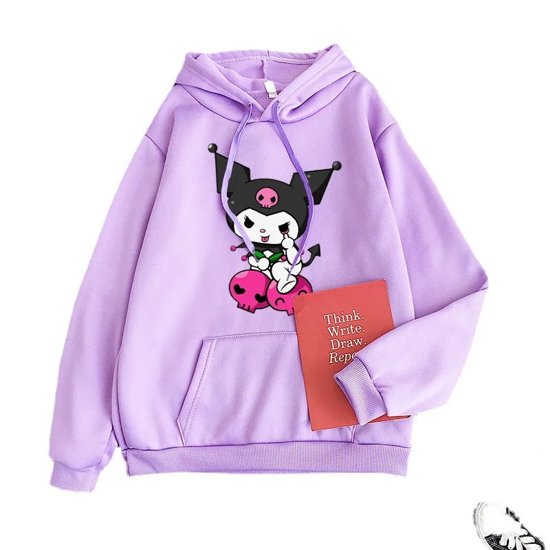

Худи Kuromi Kawaii Sanrio, осень 2023, новая спортивная куртка для студентов, мультяшный рисунок, милый свитер для девочек с принтом, подарок для пары