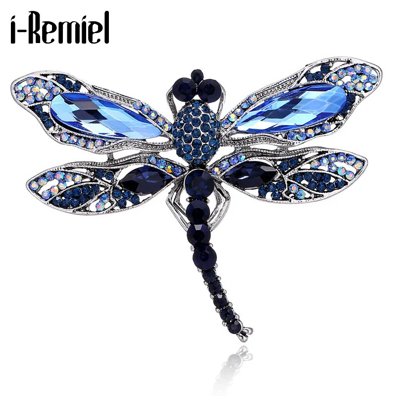 

New Insect Dragonfly Rhinestone Brooches for Women Men Fashion Jewelry Vintage Metal Crystal Hijab Pins and Brooch Accessories