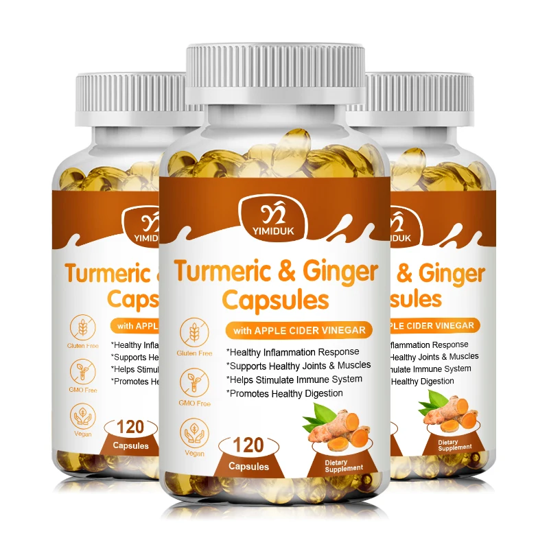

Turmeric & Ginger Capsules Organic Black Pepper, Apple Cider Vinegar, Supports Metabolism, Cardiovascular Health & Joint Health