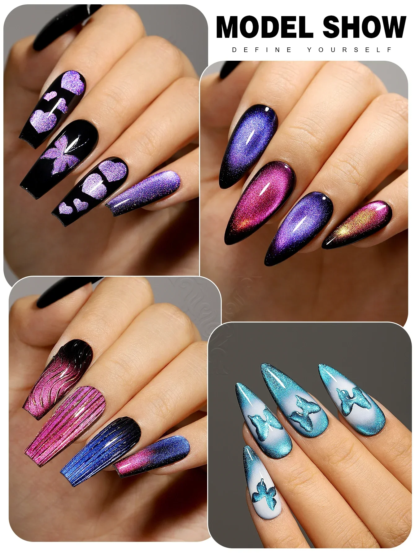Фото YOKEFELLOW Dreamland Cat Eye Гель-лак 10 мл Синий магнитный гель-лак для ногтей Soak off UV Профессиональный гель-лак для маникюра DIY №2