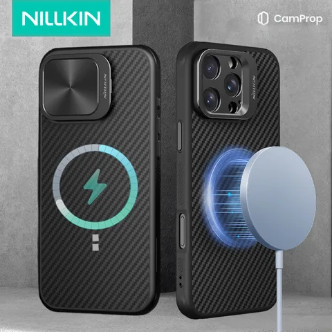 Чехол Nillkin для Magsafe iPhone 16 pro Max из арамидного волокна с подставкой, универсальный магнитный чехол с защитой от падения
