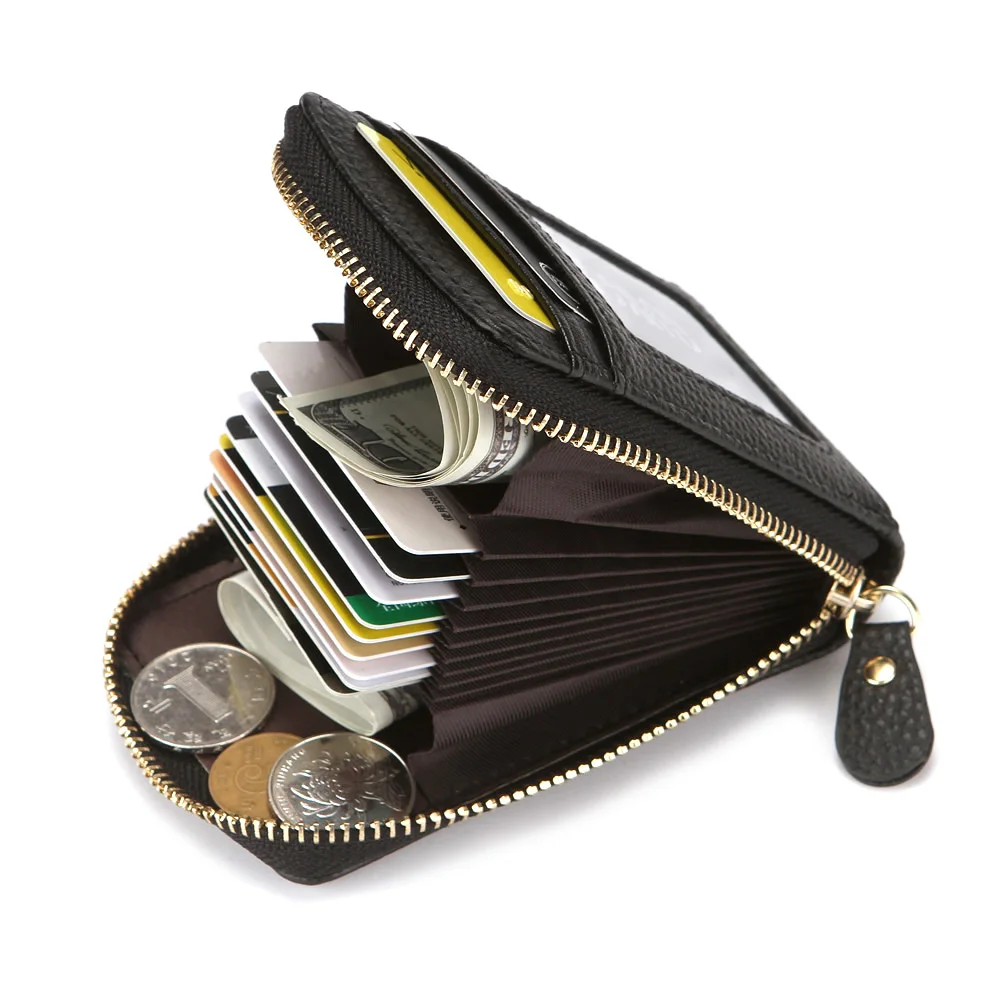 

Men Credit Card Holder Wallet Lychee Pattern PU Leather Zipper Pocket Coin Purses Wallets Men Money Bag Case Carteira Masculina