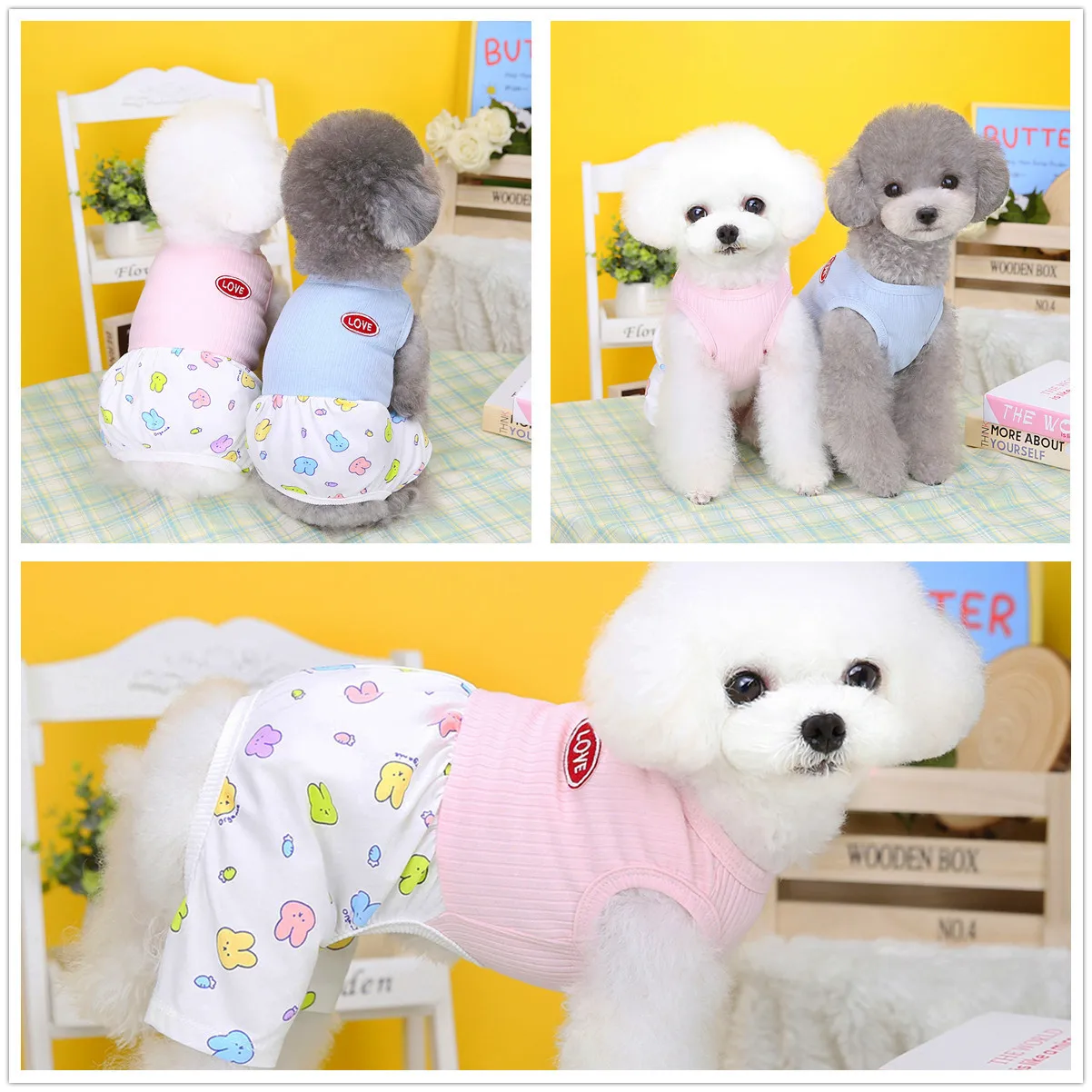 

2023 New Spring and Summer Pet Clothes Dog Clothes Pet Clothing Stitching Four-legged Household Clothing Wholesale dog clothes