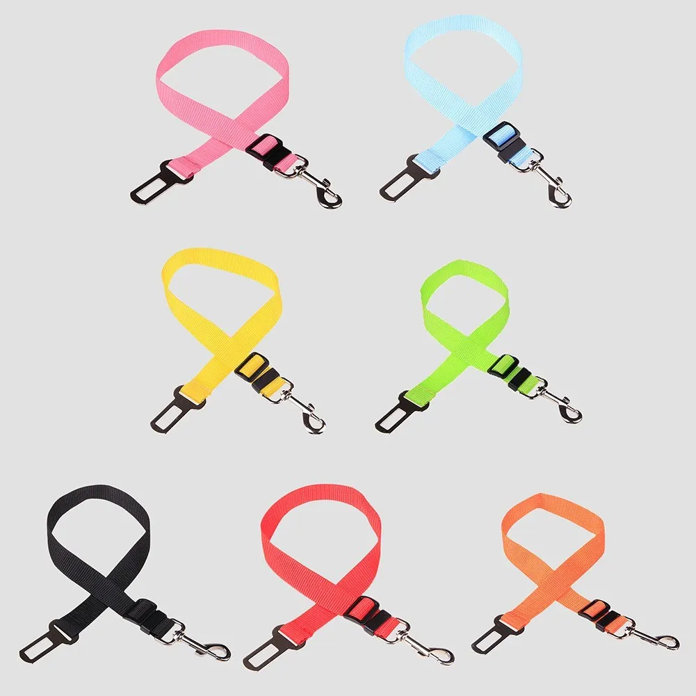 

One-piece Nylon Dog seat belt candy color adjustable vehicle seat belt