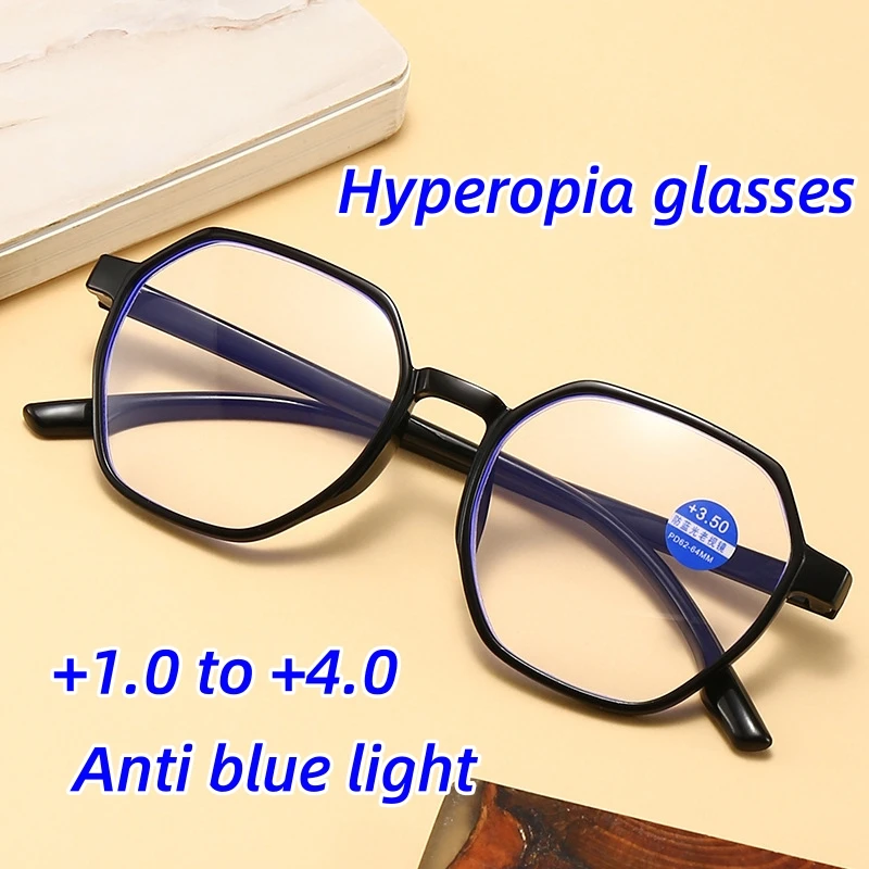 

Pentagonal Presbyopia Glasses Men Women Blue Light Blocking Eye Protection Hyperopia Eyewear High-definition Reading Eyeglasses