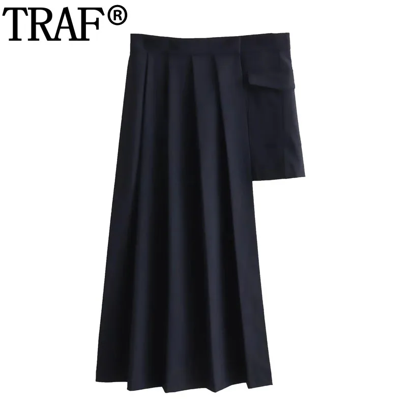 

Юбка-миди плиссированная с асимметричным подолом, средней посадки, Y2K