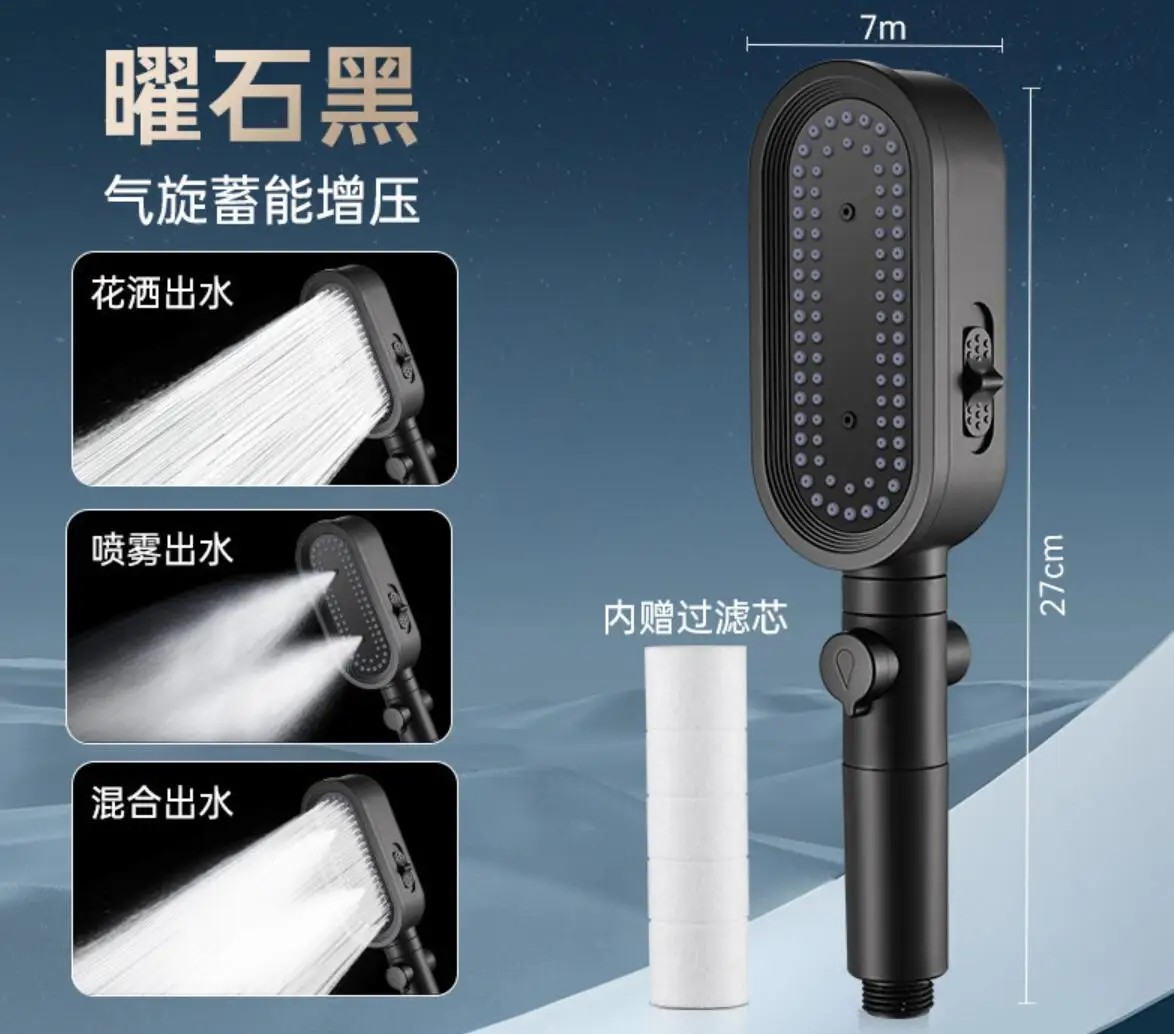 Новый дизайн, 3-режимная насадка для душа высокого давления, встроенный фильтр, ручная регулируемая кнопка, насадка для экономии воды, аксессуары для ванной комнаты