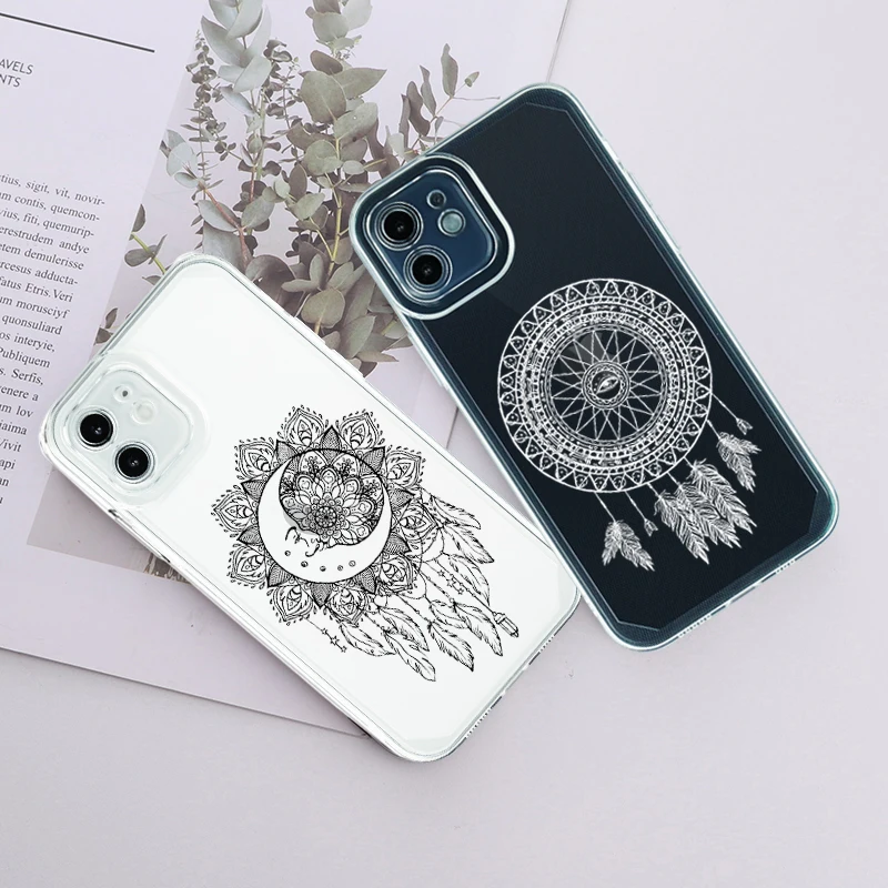 

Indian Tribe Color Mandala Sun Moon Dream Catcher Phone Case for iPhone 11 12 13 Pro Max X XR XS 7 8 Plus SE22 TPU Soft Case