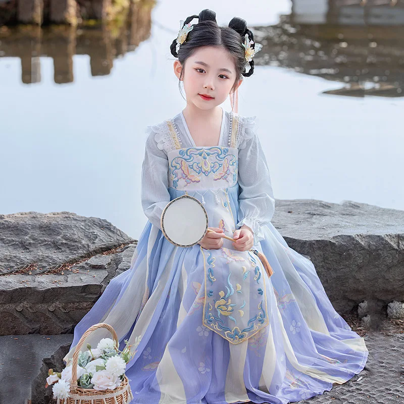 YF01 детское весеннее платье для девочек Hanfu в китайском стиле новинка 2024 супер