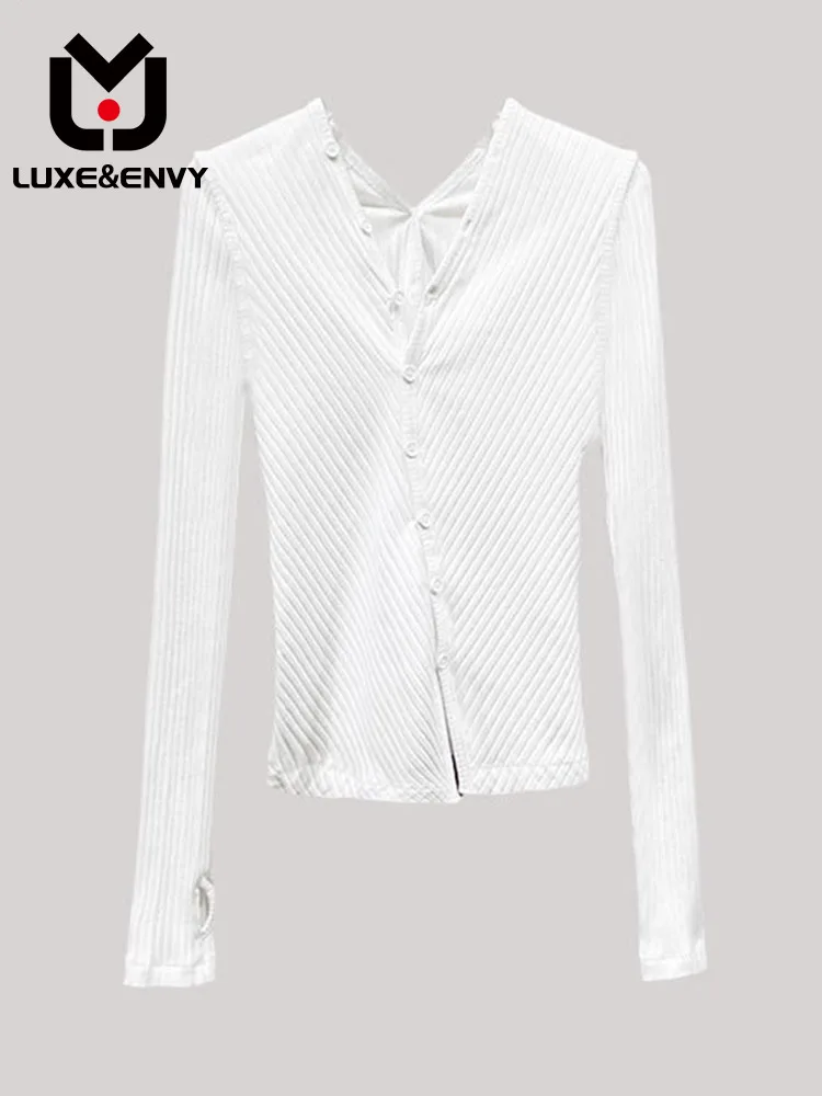 

LUXE&ENVY Long Sleeved Knitted Cardigan Women's Summer Gentle Style, Slim Fit, Off Shoulder Sweet Spicy Chic Top 2023 Autumn