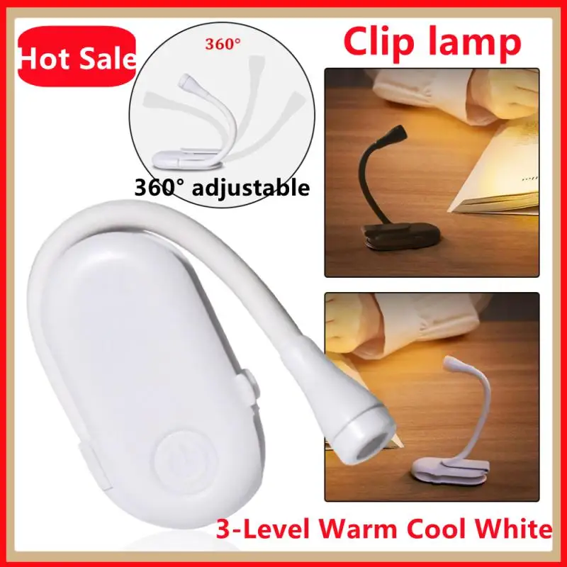 

New Mini Book LED Eye Protection Reading Night Light Adjustable Clip-On Study Desk Lamp Rechargeable for Travel Bedroom Reading