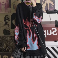 houzhou goth gothic tshirt women long sleeved harajuku oversized autumn streetwear tees hip hop korean fashion vintage tops pink