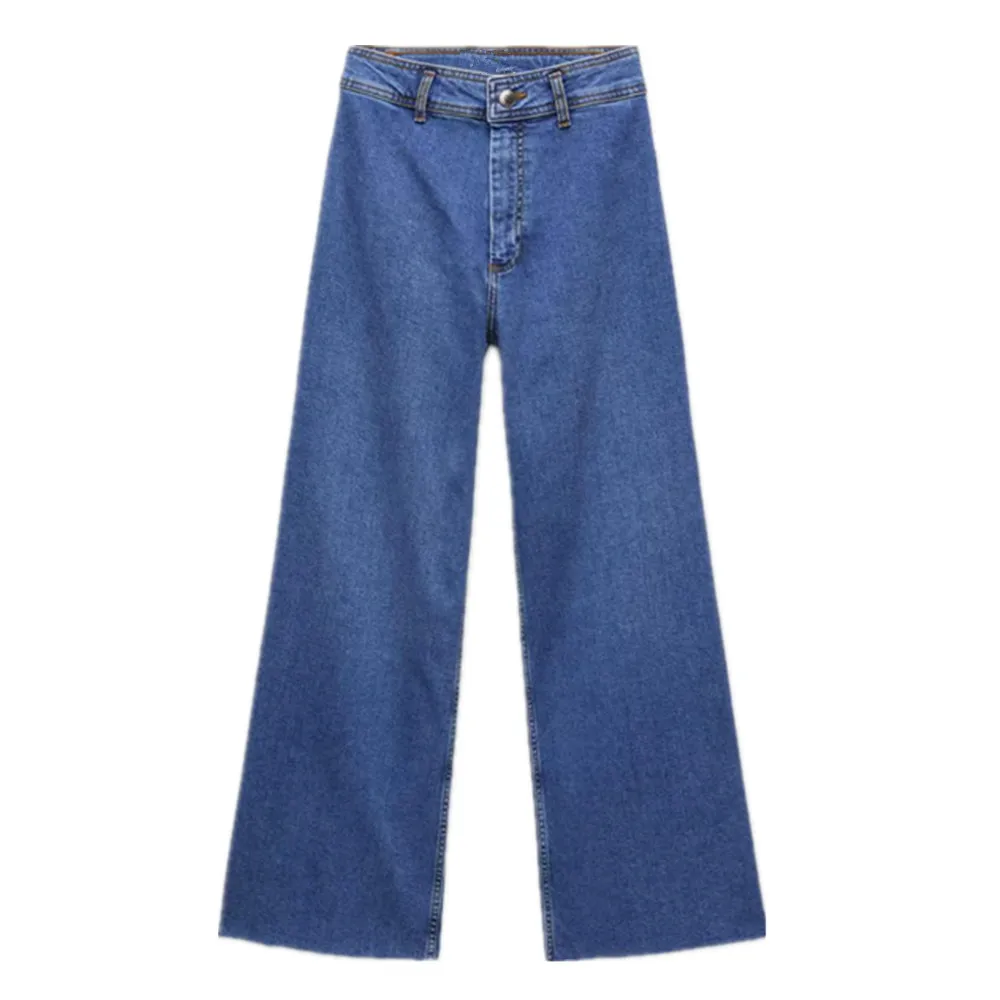 

Женские прямые джинсы PB & ZA, повседневные Универсальные синие джинсы с высокой талией и карманами, весна 8246/259 8246259