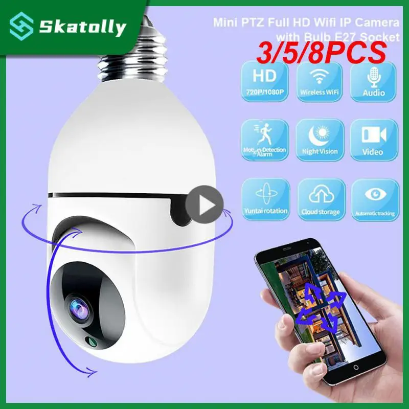 

3/5/8PCS Wifi Wifi Remote Camera White Lamp Cap Monitoring Bulb 1080p Bulb Monitoring Camera Waterproof Ycc365