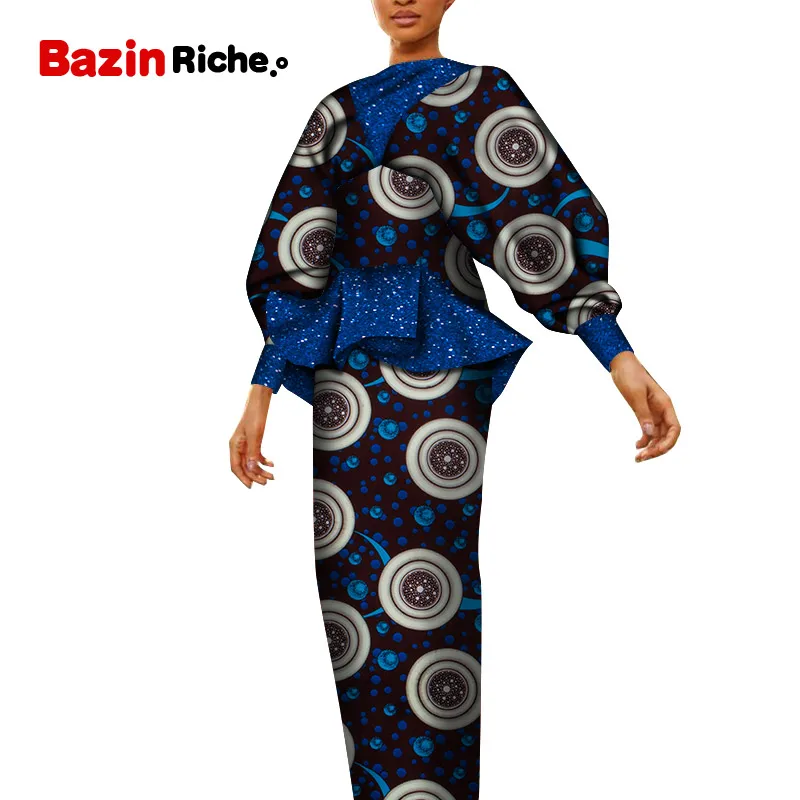 African Print Dresses for Women Ankara Dress Designer Dashiki Women Puff Sleeve Straight Dress WY5806