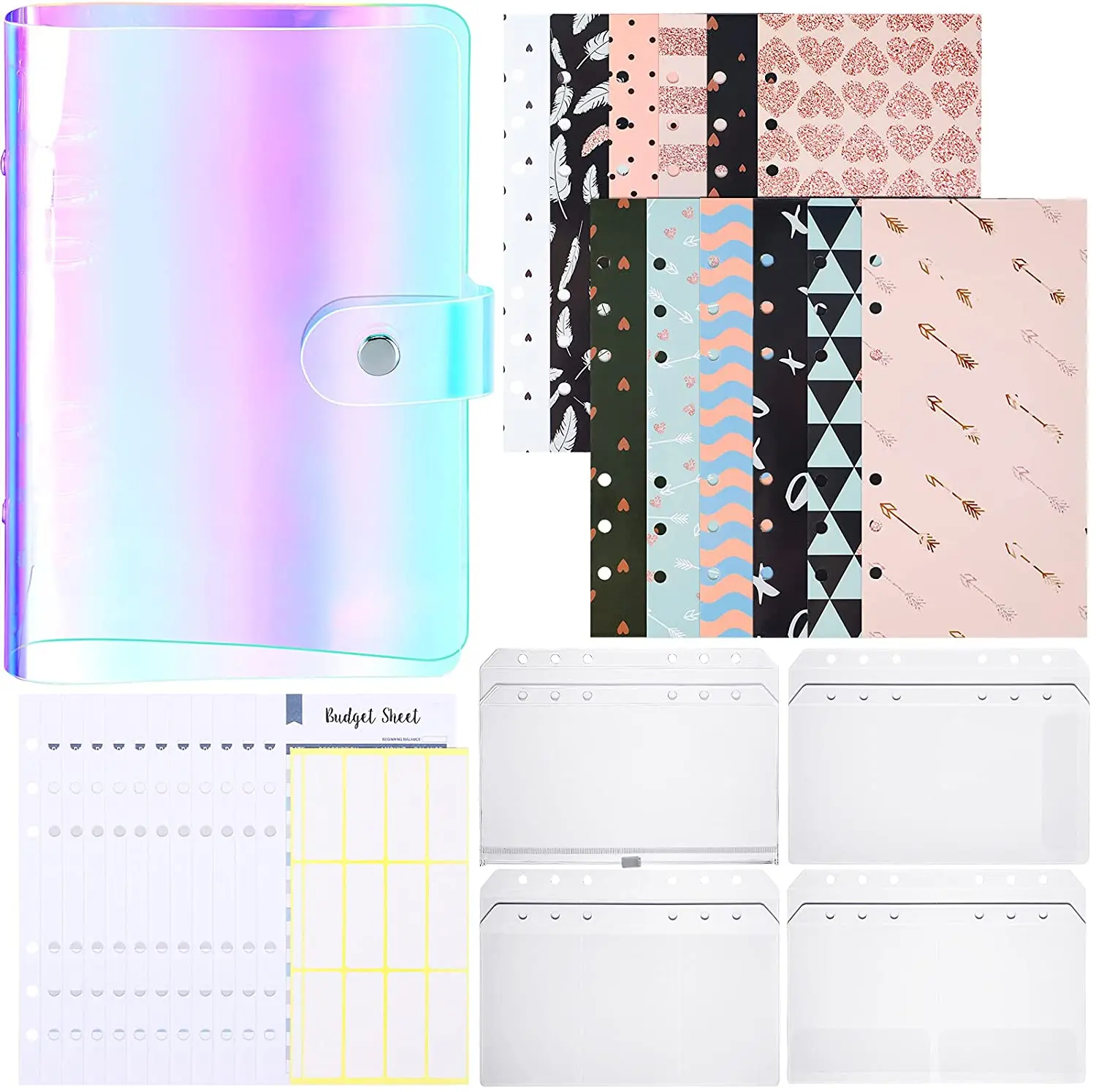 

A6 Size 6 Holes Binder Folders A6 Binder Budget Cash Envelopes System Budget Planner Organizer Expense Budget Sheets and Sticker