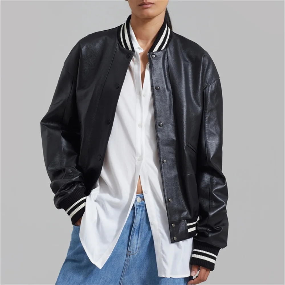 

Новинка Осень 2023, Повседневная Свободная нишевая мотоциклетная одежда, куртка из искусственной кожи, бейсбольная форма, женская кожаная куртка