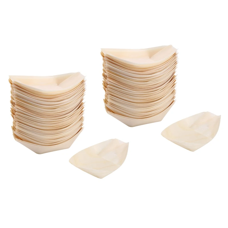 

100х миски для еды для пальцев, биоразлагаемая древесина 11 см X 6,5 см