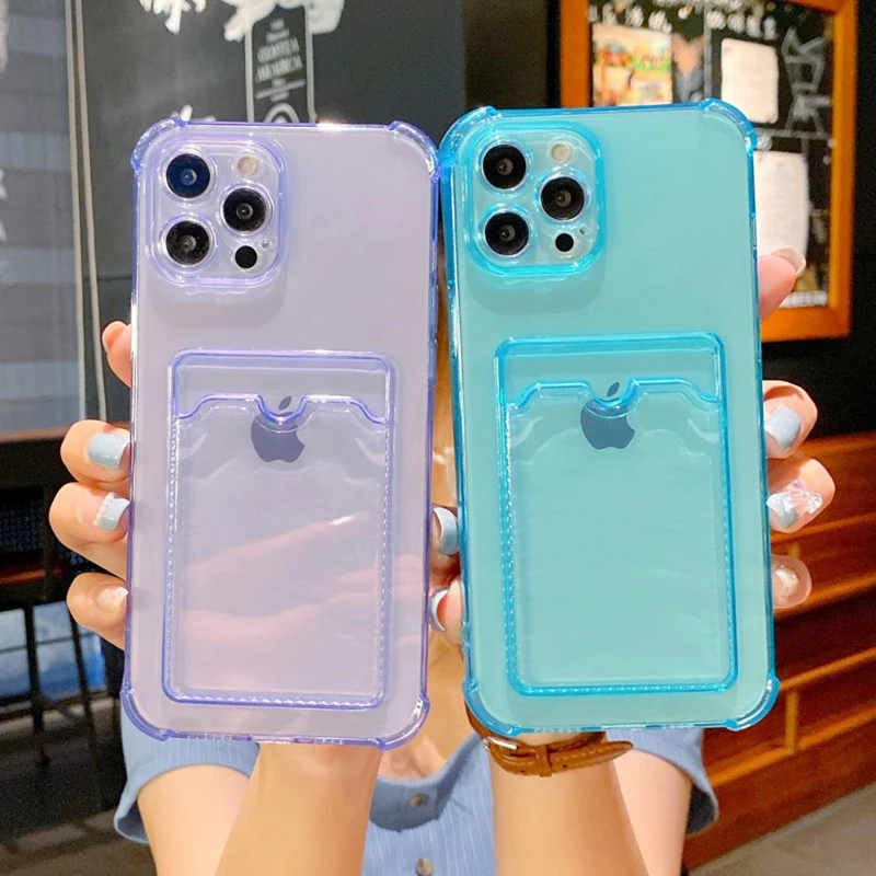 

Clear Wallet Card Holder Case For IPhone 13Pro MAX 13 12 11 XS Max XS MAX X 7 8 Plus Transparent Shockproof Card Bag Soft Cover