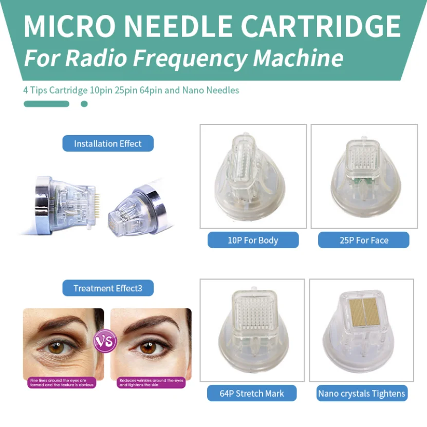 

Accessories & Parts Radio Frequency Microneedle Fractional 10Pin 25Pin 64Pin Nano Microneedle Skin Lifting R-F 4 Tips Needle Hea