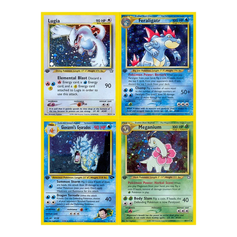 Голографические коллекционные карты PKM PTCG Proxy Card Blue Core Paper Kids Charizard/Typhlosion/Feraligatr/Pichu