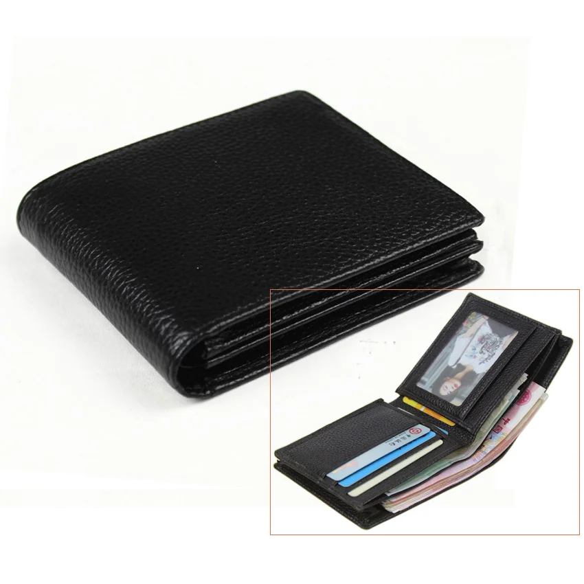 

Fashion Cowhide Leather Men Wallet Genuine Leather wallet men Money Clips short Bifold Purse Credit card horder Coffee free ship