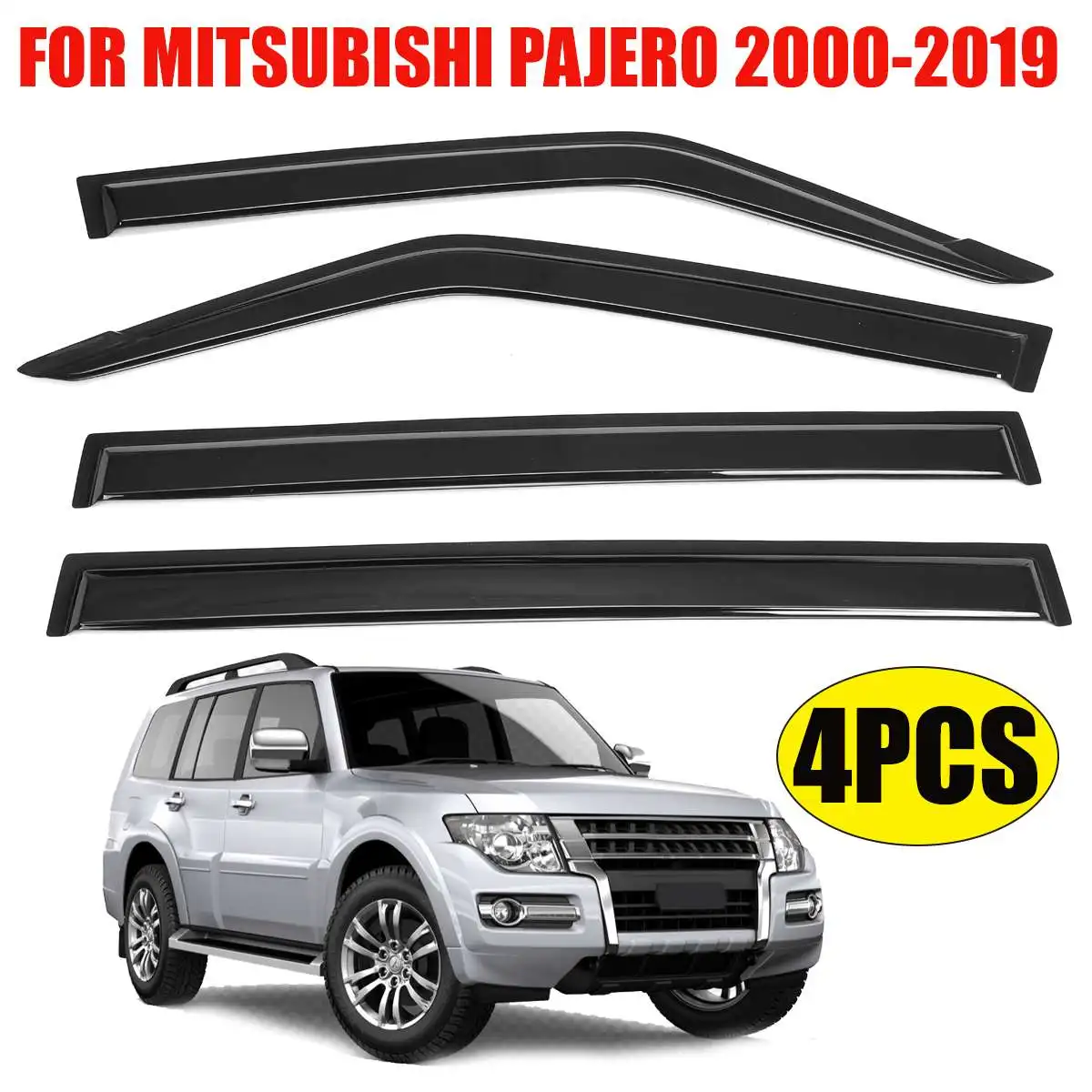 

Black Car Window Weathershields Weather Shields For Mitsubishi For Pajero 2000-2019 Window Visors Sun Rain Guard Vent Deflector