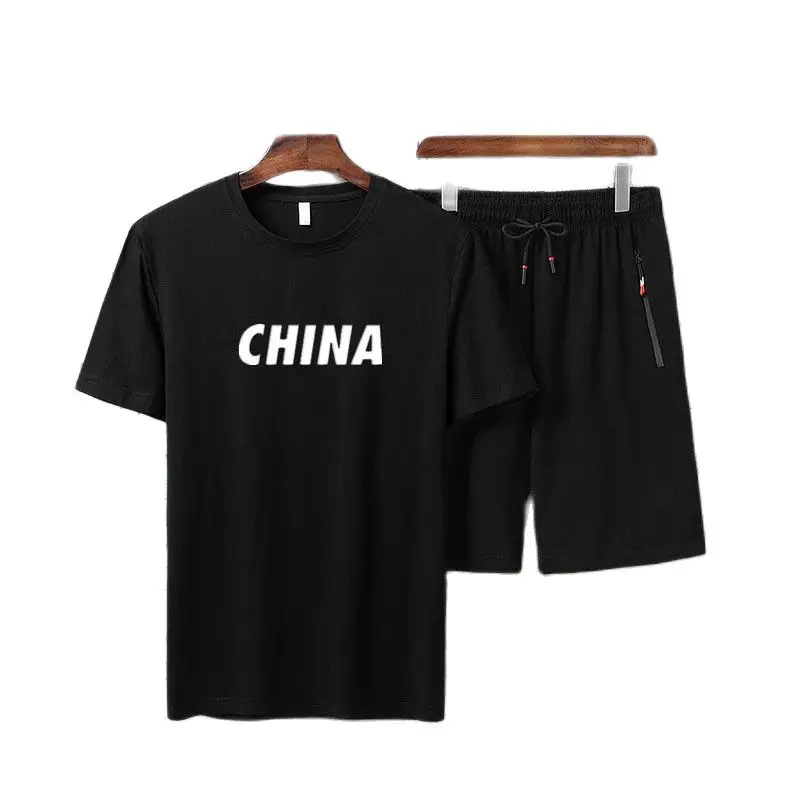 

2022 New Men's Printed Casual Sports Suits Street Literature and Art Trendy Men Plus Fertilizer To Increase Fashion all-match Me
